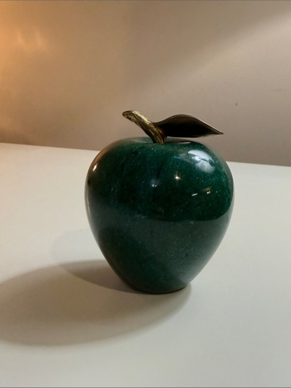 Vintage Green Granite Apple Paperweight